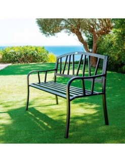Banc De Jardin Alvernia 3 Places - Acier époxy Noir -Produits De Jardin banc de jardin alvernia 3 places acier epoxy noir 2