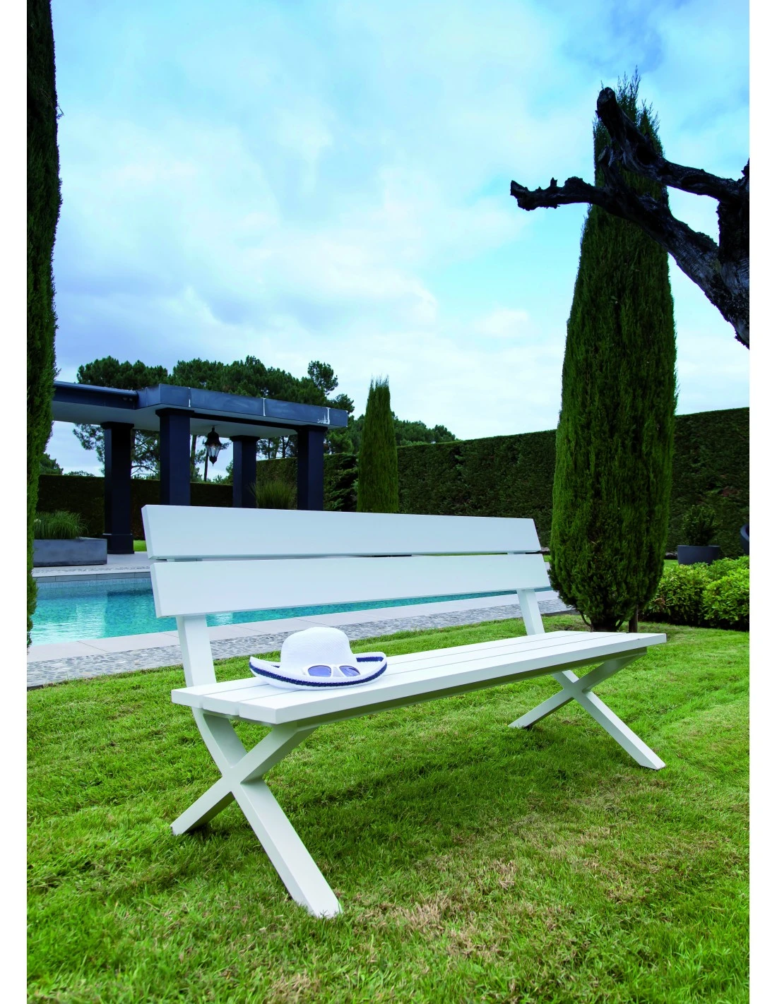 Banc De Jardin CROSSWAY - Aluminium - Blanc 4 Banc De Jardin CROSSWAY - Aluminium - Blanc – Image 2