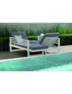 Canapé Bain De Soleil Lounge New Holly - Blanc Et Gris Satiné -Produits De Jardin canape bain de soleil lounge new holly 6