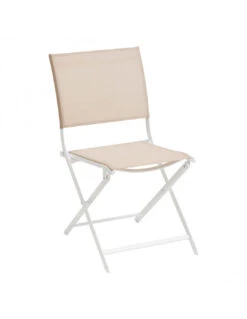 Chaise De Jardin AXANT Pliable - Aluminium Et Texaline - Lin / Blanc