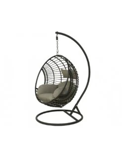 Fauteuil œuf Suspendu LONDON - Acier époxy Et Résine Tressée 11 Fauteuil œuf Suspendu LONDON - Acier époxy Et Résine Tressée -Produits De Jardin chaise loveuse suspendue london 2