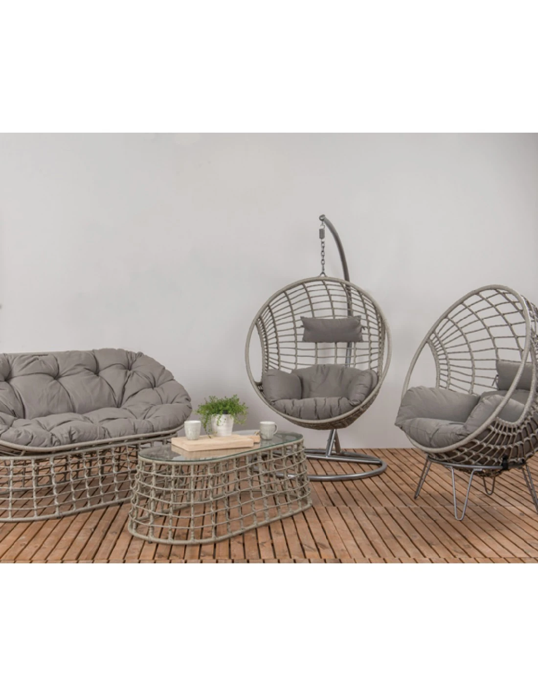 Fauteuil œuf Suspendu LONDON - Acier époxy Et Résine Tressée 7 Fauteuil œuf Suspendu LONDON - Acier époxy Et Résine Tressée – Image 5