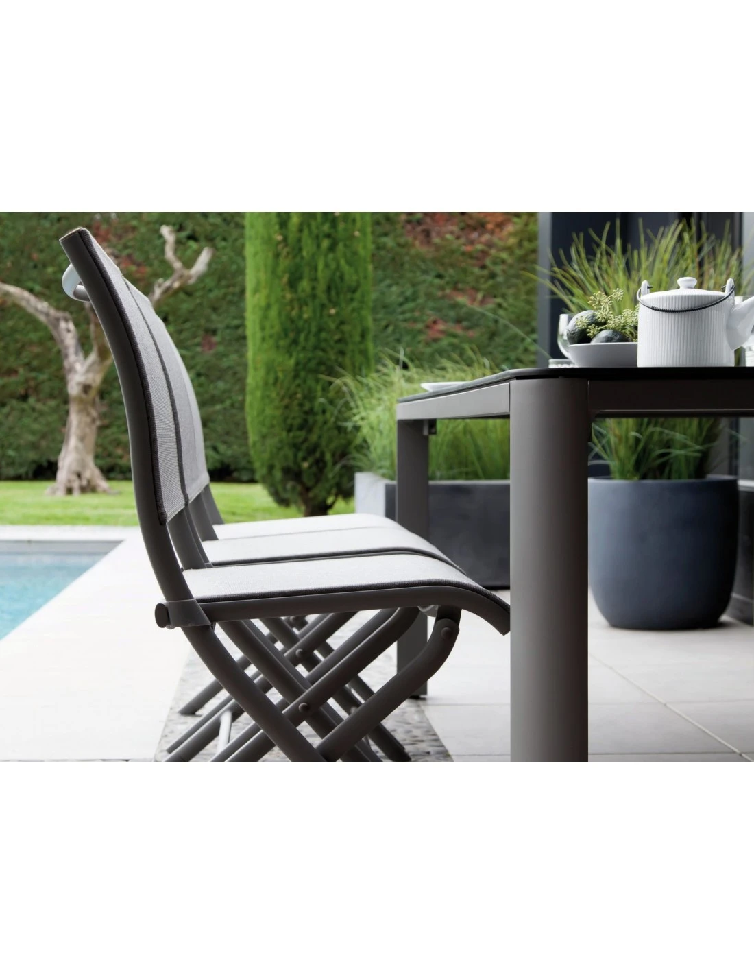 Chaise Pliante Élégance - Aluminium Grey - Grey / BB 5 Chaise Pliante Élégance - Aluminium Grey - Grey / BB – Image 3