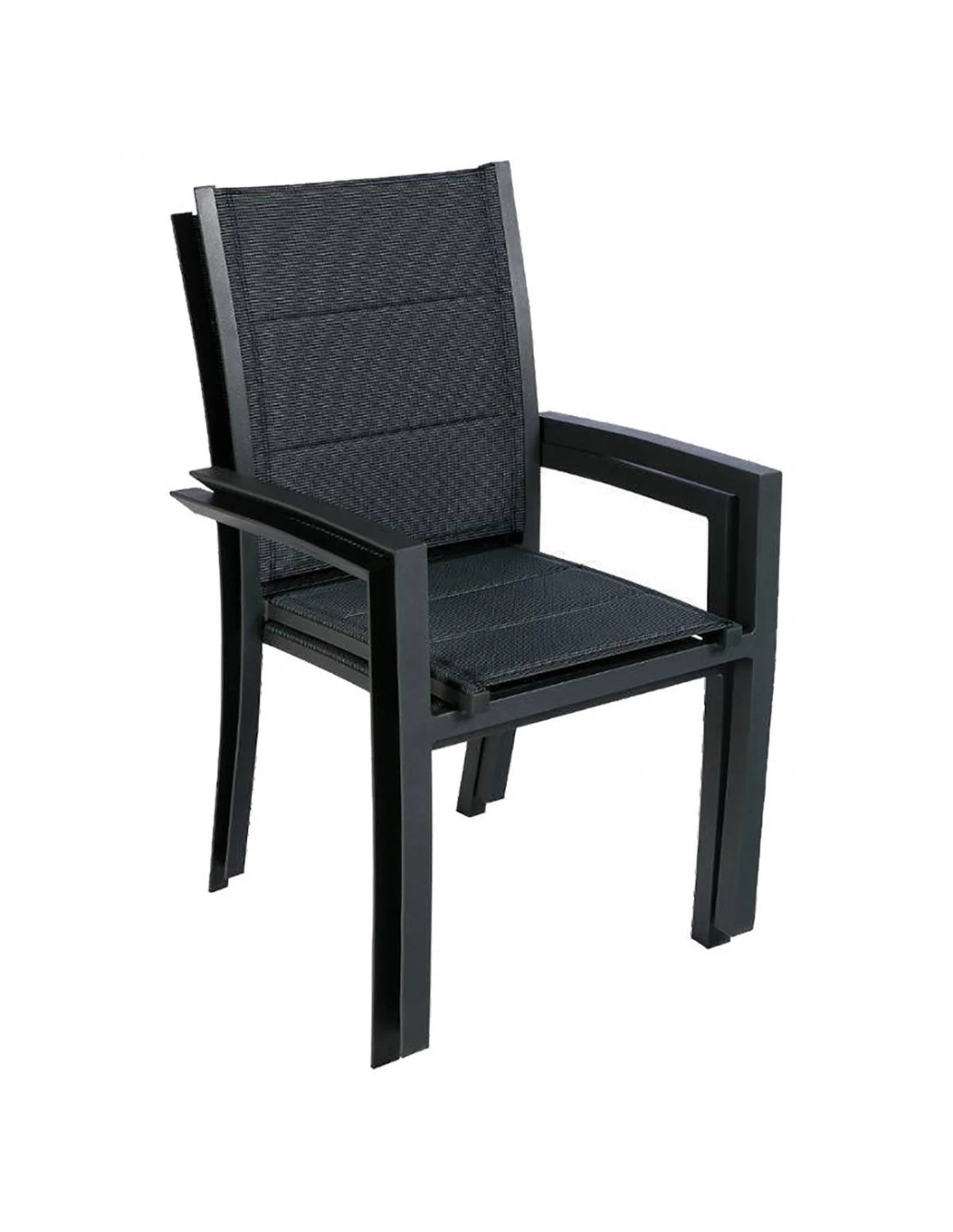 Fauteuil De Jardin Allure Empilable - Aluminium Et Texaline Matelassée - Graphite / Poivre 4 Fauteuil De Jardin Allure Empilable - Aluminium Et Texaline Matelassée - Graphite / Poivre – Image 2