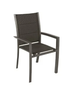 Fauteuil De Jardin Allure Empilable - Aluminium Et Texaline Matelassée - Praline / Speculos