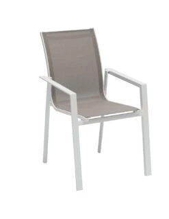 Fauteuil De Jardin Pavane - Aluminium Et Texaline - Blanc Et Noisette -Produits De Jardin fauteuil de jardin pavane aluminium et texaline 3