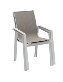 Fauteuil De Jardin Pavane - Aluminium Et Texaline - Blanc Et Noisette -Produits De Jardin fauteuil de jardin pavane aluminium et texaline 4