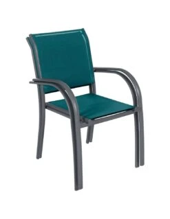 Fauteuil De Jardin Piazza Empilable - Aluminium Graphite - Graphite / Bleu Canard -Produits De Jardin fauteuil de jardin piazza empilable aluminium graphite graphite bleu canard 1
