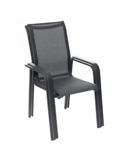 Fauteuil Dossier Haut Empilable Essentia - Aluminium Graphite -Produits De Jardin fauteuil dossier haut empilable essentia aluminium graphite 2