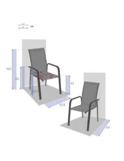 Fauteuil Dossier Haut Empilable Essentia - Aluminium Graphite -Produits De Jardin fauteuil dossier haut empilable essentia aluminium graphite 3