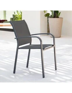 Fauteuil Empilable Essentia - Aluminium Graphite Anthracite -Produits De Jardin fauteuil empilable essentia aluminium graphite anthracite 1