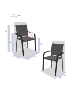 Fauteuil Empilable Essentia - Aluminium Graphite Anthracite -Produits De Jardin fauteuil empilable essentia aluminium graphite anthracite 3