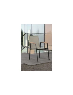 Fauteuil New Top - Noir Mat Textilène Gris Lin -Produits De Jardin fauteuil new top plusieurs coloris 8