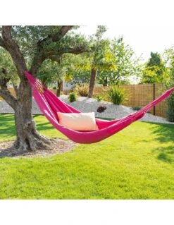 Hamac Yaqui Uni - L.200 X P.150 Cm - Framboise -Produits De Jardin hamac yaqui uni l200 x p150 cm coloris au choix 4
