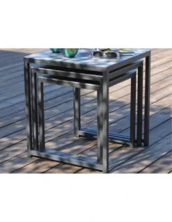 Lot De 3 Tables GIGOGNE En Aluminium Grey -Produits De Jardin lot de 3 tables gigogne en aluminium grey 1