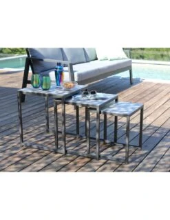 Lot De 3 Tables GIGOGNE En Aluminium Grey -Produits De Jardin lot de 3 tables gigogne en aluminium grey 2