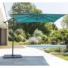 Parasol Déporté Carré Manoa 2.5x2.5 M - Acier Et Polyester - Bleu Canard -Produits De Jardin parasol deporte carre manoa 25x25 m acier et polyester bleu canard
