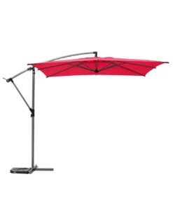 Parasol Déporté Carré Manoa 2.5x2.5 M - Acier Et Polyester - Bordeaux -Produits De Jardin parasol deporte carre manoa 25x25 m acier et polyester bordeaux 4