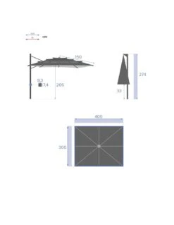 Parasol Déporté Eléa 3 X 4 M Multi-toiles Ardoise -Produits De Jardin parasol deporte elea 3 x 4 m multi toiles ardoise 6