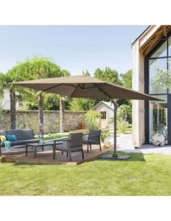 Parasol Déporté Éléa 3 X 4 M - Noisette / Tonka -Produits De Jardin parasol deporte elea 3 x 4 m noisette tonka 6