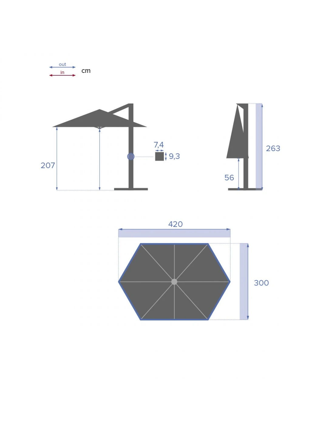 Parasol Déporté Eléa 4,2 X 3 M Hexagonal - Aluminium Et Toile Oléfine - Anthracite 14 Parasol Déporté Eléa 4,2 X 3 M Hexagonal - Aluminium Et Toile Oléfine - Anthracite – Image 12