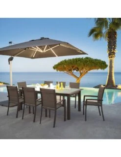 Parasol Déporté Équador 3x3 M Ardoise Avec LED