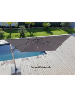 Parasol Déporté NH20 3x3 M En Aluminium Orientable, Inclinable Et Rotatif - Paprika -Produits De Jardin parasol deporte nh 3x3 m orientable et inclinable proloisirs 3