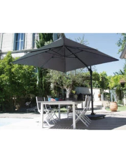 Parasol Déporté Roma 3 X 3 M - Aluminium Et Polyester - Inclinable Et Orientable - Grey / Paprika -Produits De Jardin parasol deporte roma 3 x 3 m aluminium et polyester inclinable et orientable 2