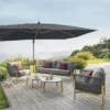 Parasol Déporté Soly 3 X 4 M Charbon - Mât Et Baleines Imprimés Effet Bois -Produits De Jardin parasol deporte soly 3 x 4 m charbon mat et baleines imprimes effet bois