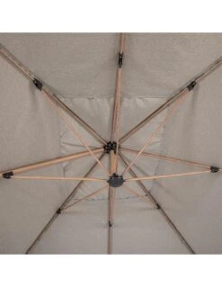 Parasol Déporté Soly 3 X 4 M Noisette - Mât Et Baleines Imprimés Effet Bois -Produits De Jardin parasol deporte soly 3 x 4 m noisette mat et baleines imprimes effet bois 1 5