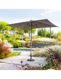 Parasol Droit Loompa Rectangulaire 2 X 3 M à Manivelle - Taupe -Produits De Jardin parasol droit loompa rectangulaire 2 x 3 m a manivelle 7