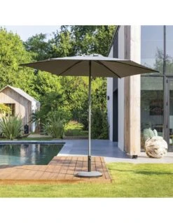 Parasol Droit Rond Soya Ø2.7m - Acier Et Polyester - Taupe -Produits De Jardin parasol droit rond soya o27m acier et polyester taupe 4