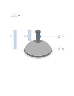 Pied De Parasol Dôme 25 Kg - Béton Et Acier Traité époxy - Noir -Produits De Jardin pied de parasol dome 25 kg beton et acier traite epoxy noir 2