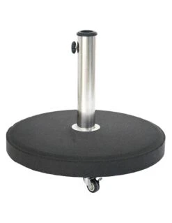 Pied De Parasol Noir Béton Rond 25 Kg - Mât Inox