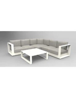 Salon D'angle Allure 5P - Aluminium - Blanc