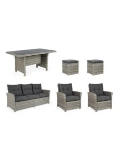 Salon De Jardin Ariel - Résine Tressée Grise - 7 Places -Produits De Jardin salon de jardin ariel resine tressee grise 7 places 3