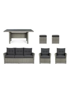 Salon De Jardin Ariel - Résine Tressée Grise - 7 Places -Produits De Jardin salon de jardin ariel resine tressee grise 7 places 5