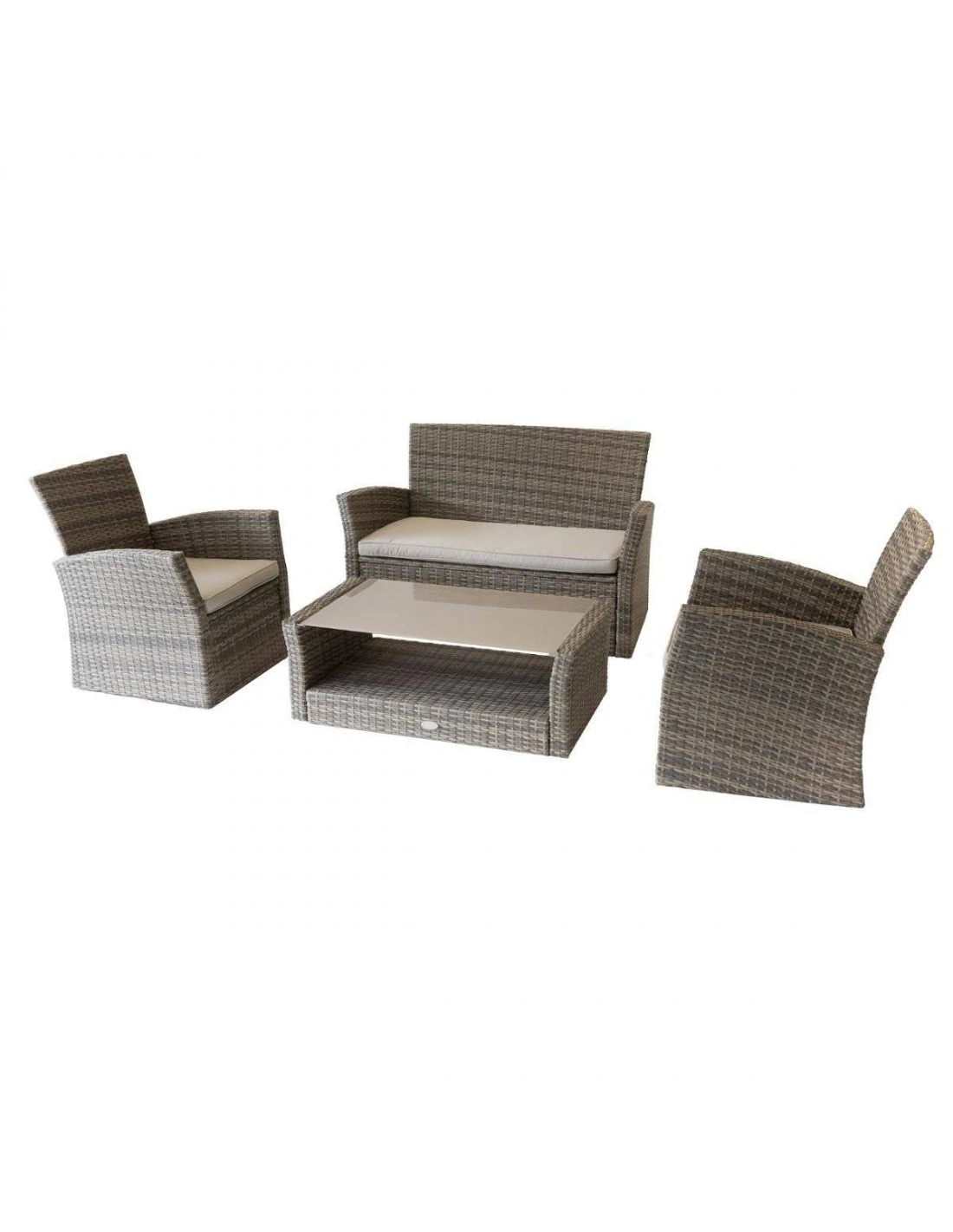 Salon De Jardin Bora Bora - 4 Places - Résine Tressée Et Acier époxy - Naturae 4 Salon De Jardin Bora Bora - 4 Places - Résine Tressée Et Acier époxy - Naturae – Image 2