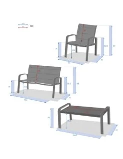 Salon De Jardin ELYN 4 Places - Aluminium Et Texaline - Vert Olive Et Graphite -Produits De Jardin salon de jardin elyn 4 places aluminium et texaline vert olive et graphite 5