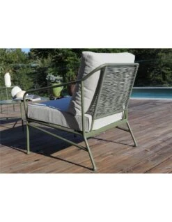 Salon De Jardin Noa 4 Places En Acier Vert Et Coussins Polyester -Produits De Jardin salon de jardin noa 4 places en acier vert et coussins polyester 4
