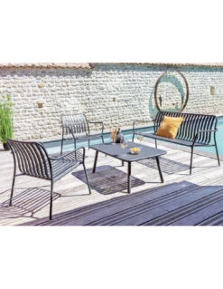 Salon Set Lounge Bitti 4 Pièces En Aluminium - Graphite -Produits De Jardin salon set lounge bitti 4 pieces en aluminium graphite 3