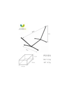 Set Hamac Metalik - Hamac Avec Support - Jobek - Turquoise Anthracite XL 140X300 -Produits De Jardin set hamac metalik hamac avec support toile au choix jobek 6