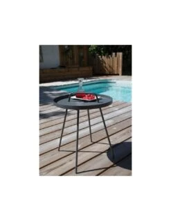 Table Basse Flower Ronde En Acier Avec Plateau Amovible - Gris -Produits De Jardin table basse flower ronde en acier avec plateau amovible 1