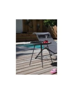 Table Basse Flower Ronde En Acier Avec Plateau Amovible - Gris -Produits De Jardin table basse flower ronde en acier avec plateau amovible 2