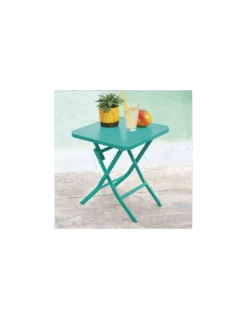 Table D'appoint Greensboro Carrée Pliante - Acier époxy - Emeraude -Produits De Jardin table d appoint greensboro carree pliante acier epoxy emeraude 1 2