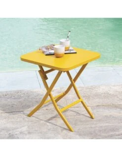 Table D'appoint Greensboro Carrée Pliante - Acier époxy - Moutarde