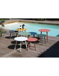 Table D'appoint MASSAI Ø50 Cm - Acier époxy - Vert Light -Produits De Jardin table d appoint massai o50 cm acier epoxy 18