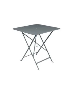 Table De Jardin Bistro 71x71 Cm - Métal Pliante Carrée - Gris Orage
