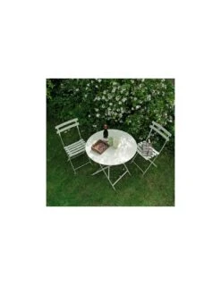 Table De Jardin Bistro D.77 Cm - Ronde Pliante Métal - Blanc Coton -Produits De Jardin table de jardin bistro d77 cm ronde pliante metal 9