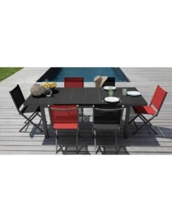 Table De Jardin Ondine - Aluminium Plateau Verre Extensible 160/213 Cm - Gris -Produits De Jardin table de jardin ondine aluminium plateau verre extensible 160213 cm 1